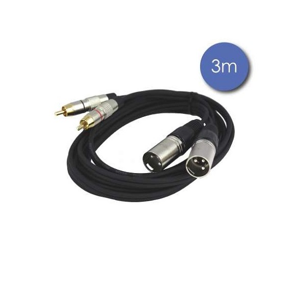 CABLES POWER ACOUSTICS 2 XLR MALES / 2 RCA MALE  3 METRES