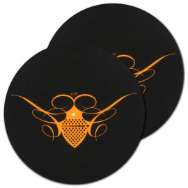 Slipmat***Cocoon - black with neon orange print (pair!)